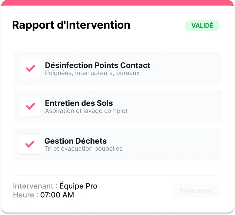 rapport d'intervention suite à l'entretien fait dans des bureaux d'entreprise